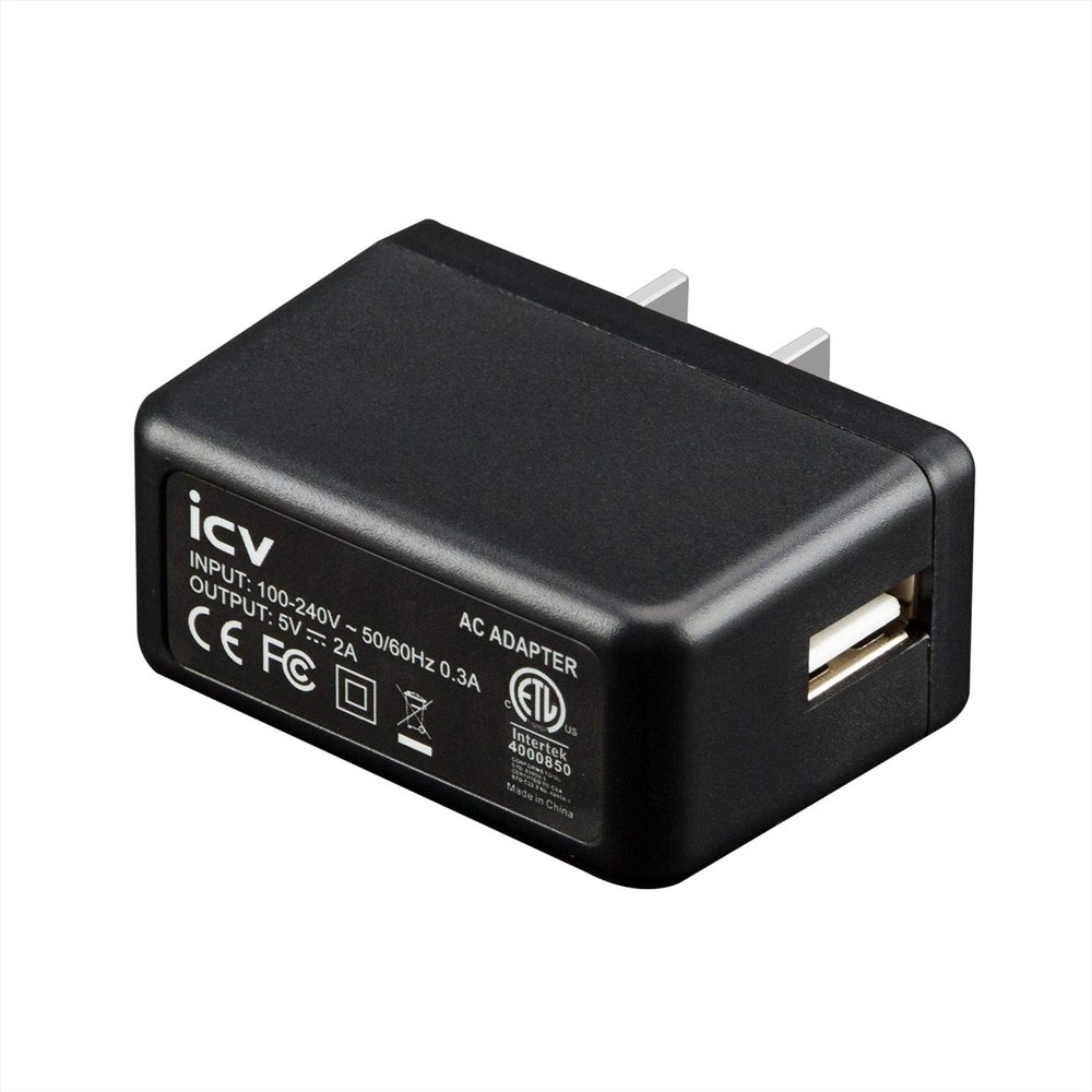icv USB Wall Charger 5V 2A AC Power Adapter with US Plug for Phone, Tablet and Other Related USB Powered Devices Small and Lightweight Designed for Safety