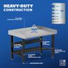 Borroughs 48" W x 34" D Heavy-Duty Industrial Workbench, Stainless Steel Top, 2000 LB Capacity, Bottom Shelf & Edge Guards, Adjustable Height 30-36" view 2