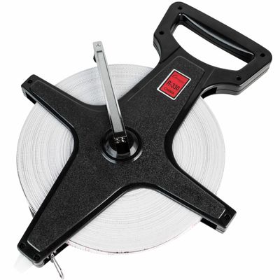 Champion Sports Open Reel Measuring Tapes  Durable Hand Crank with Metal Spike, Dual-Sided Feet & Meters, Perfect for Track & Field and Long Jump, 330 Feet/100 Meters