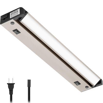 GETINLIGHT 12-Inch Plug-in Swivel LED Under Cabinet Light, 2-CCT, Nickel