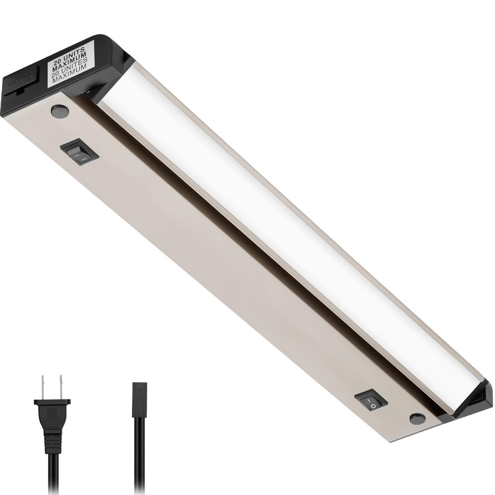 GETINLIGHT 12-Inch Plug-in Swivel LED Under Cabinet Light, 2-CCT, Nickel