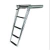 JIF Marine Under Platform Slide Out Ladder 4-Step Spring Loaded Telescoping Ladder with Flat Poly Treads, Electropolished 304 Stainless Steel 400 lb Capacity view 1