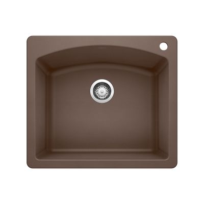 BLANCO, Caf Brown 440208 DIAMOND SILGRANIT Drop-In or Undermount Kitchen Sink, 25" X 22"