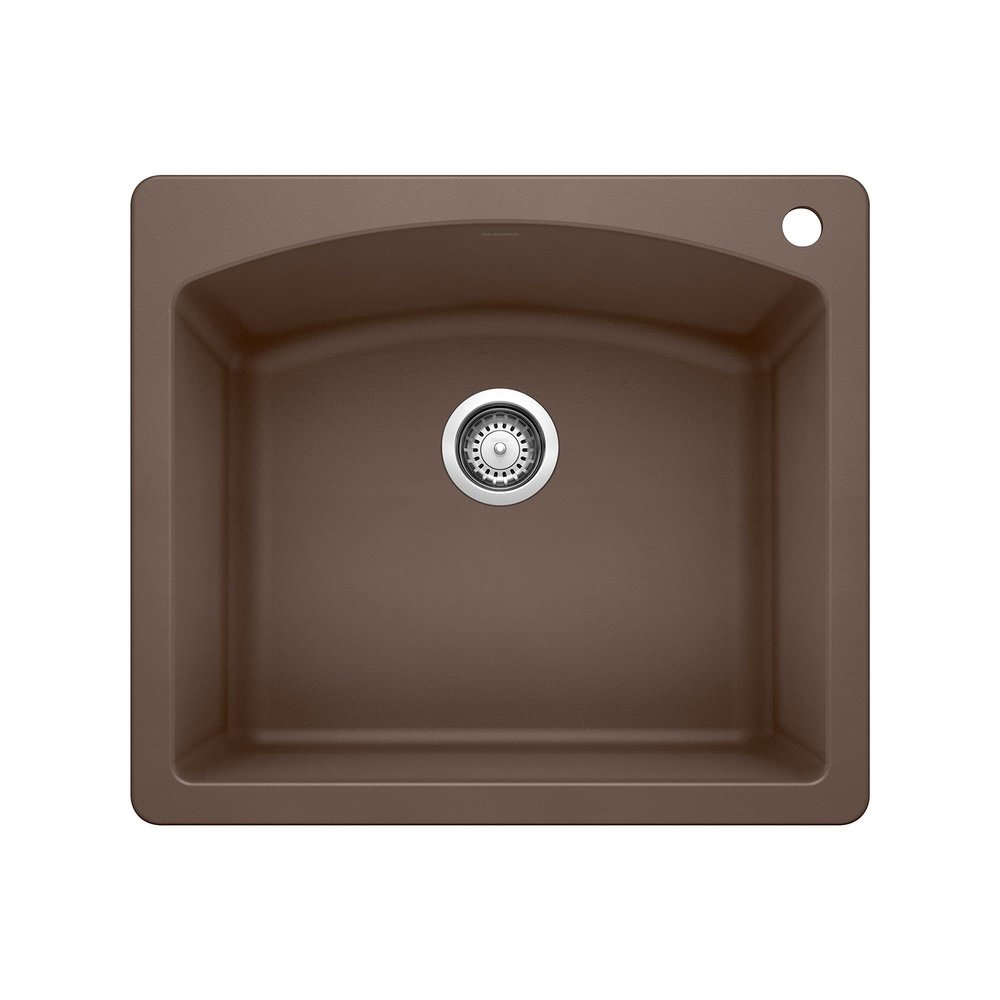 BLANCO, Caf Brown 440208 DIAMOND SILGRANIT Drop-In or Undermount Kitchen Sink, 25" X 22"