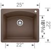 BLANCO, Caf Brown 440208 DIAMOND SILGRANIT Drop-In or Undermount Kitchen Sink, 25" X 22" view 2