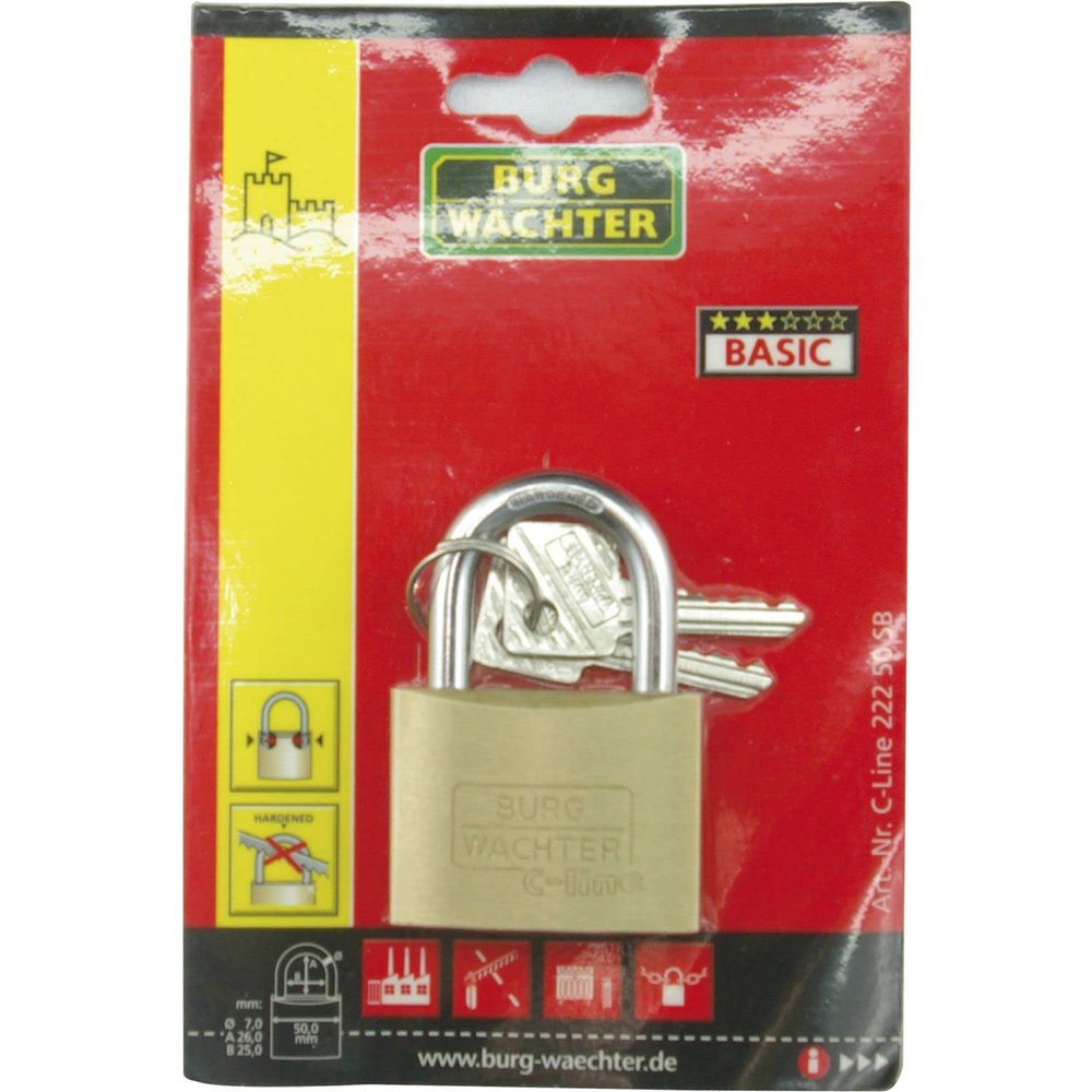Burg Wchter 222 50 Brass Padlock 50mm-222 SB