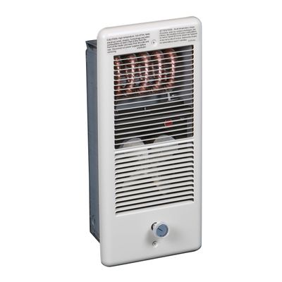 TPI E4310TRPW Series 4300 Low Profile Fan Forced Wall Heater with Wall Box, Standard Model, Single Pole Inbuilt Thermostat, 1000 W, 8.33 Amps, White