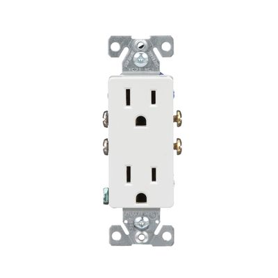 Eaton TR1107W Tamper Resistant Decorator Duplex Receptacle Without Wallplate, White