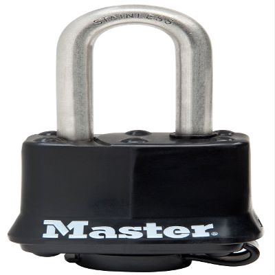 Master Lock 311SSKADLFHC Covered Stainless Steel Padlock Covered Stainless Steel Pin Tumbler Padlock, 1-9/16 inch Wide Body, 9/32 inch Shackle Diameter, 1-1/2 inch Shackle Clearance