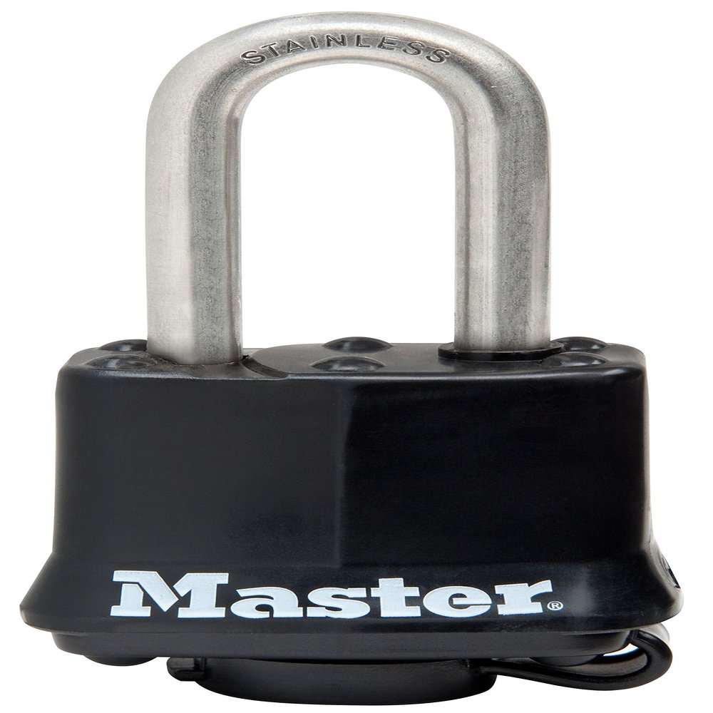Master Lock 311SSKADLFHC Covered Stainless Steel Padlock Covered Stainless Steel Pin Tumbler Padlock, 1-9/16 inch Wide Body, 9/32 inch Shackle Diameter, 1-1/2 inch Shackle Clearance