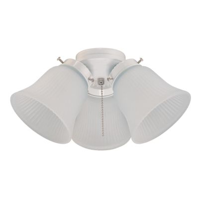 Three-Light LED Cluster Ceiling Fan Light Kit, White Finish with Frosted Ribbed Glass