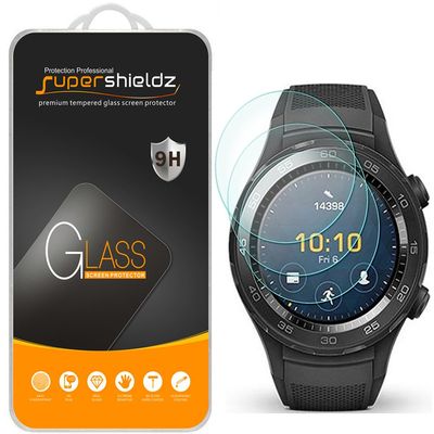 Supershieldz (3 Pack) Designed for Huawei Watch 2 and Watch 2 Sport Tempered Glass Screen Protector, (Full Screen Coverage), Anti Scratch, Bubble Free