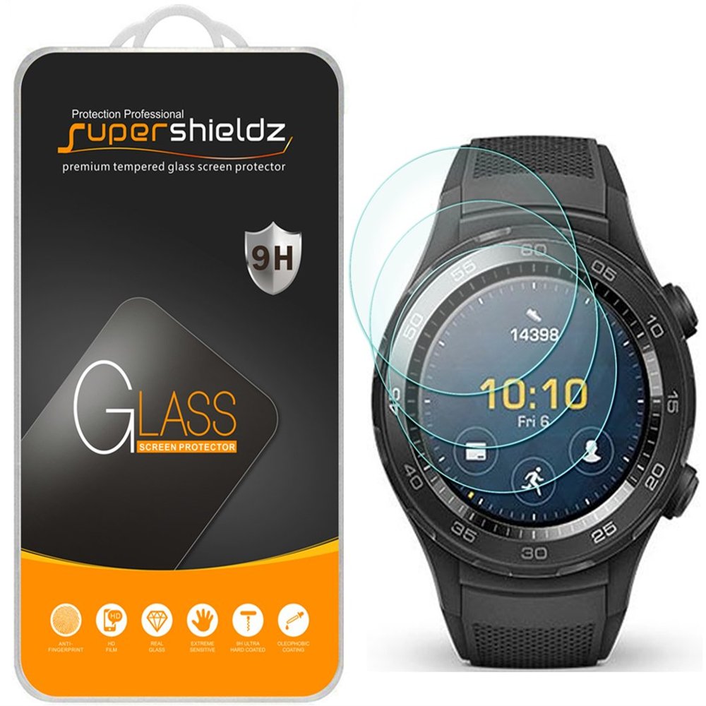 Supershieldz (3 Pack) Designed for Huawei Watch 2 and Watch 2 Sport Tempered Glass Screen Protector, (Full Screen Coverage), Anti Scratch, Bubble Free