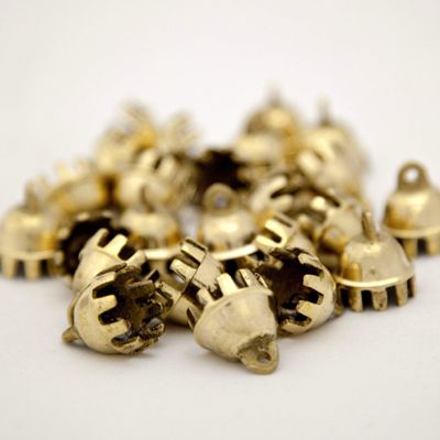 Dozen Mini Brass Claw Bells (.8"-1" H), Camel Bells for Jewelry, Clothing, Curtains, Decorative Accent, Chimes