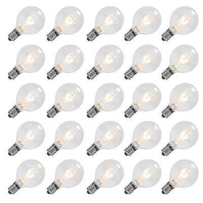 GOOTHY G40 Replacement Bulbs, 120V 5W Incandescent Light Bulbs, E12 Candelabra Base, 1.5 Inch Clear Globe Replacement Light Bulbs for Indoor Outdoor String Lights, Warm White -25 Pack