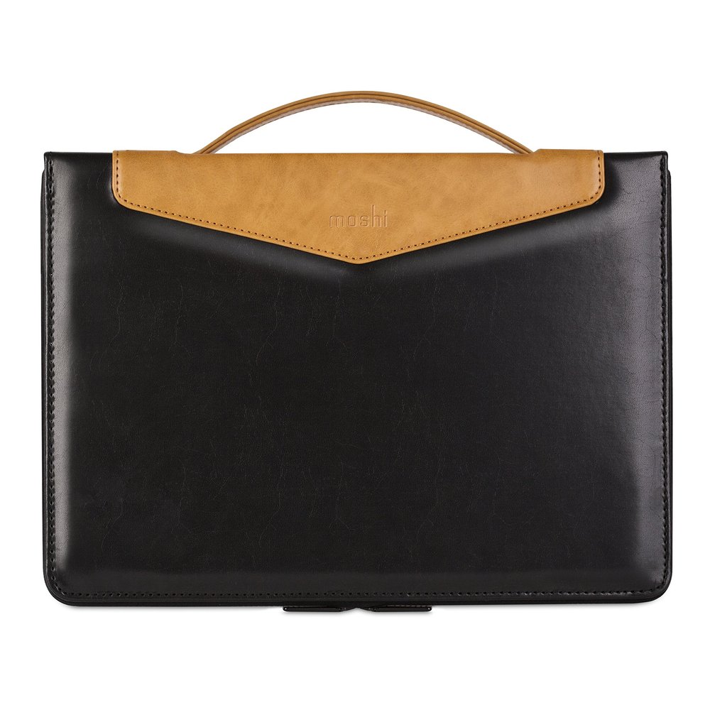 Moshi Codex Laptop Case for MacBook 12", Lightweight Vegan Leather, Weather-Resistant Coating, Viscotex Memory Foam, Protective Carrying Bag Stylish Sleeve, Onyx Black