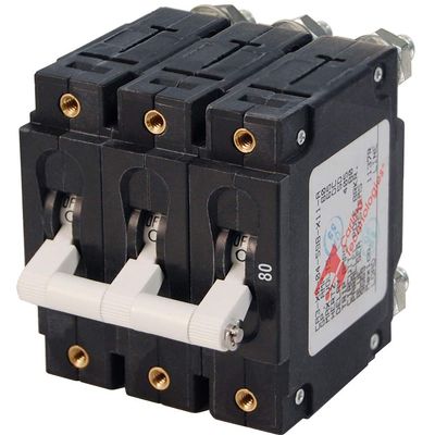 Blue Sea Systems C-Series White Toggle Triple Pole 80A Circuit Breaker