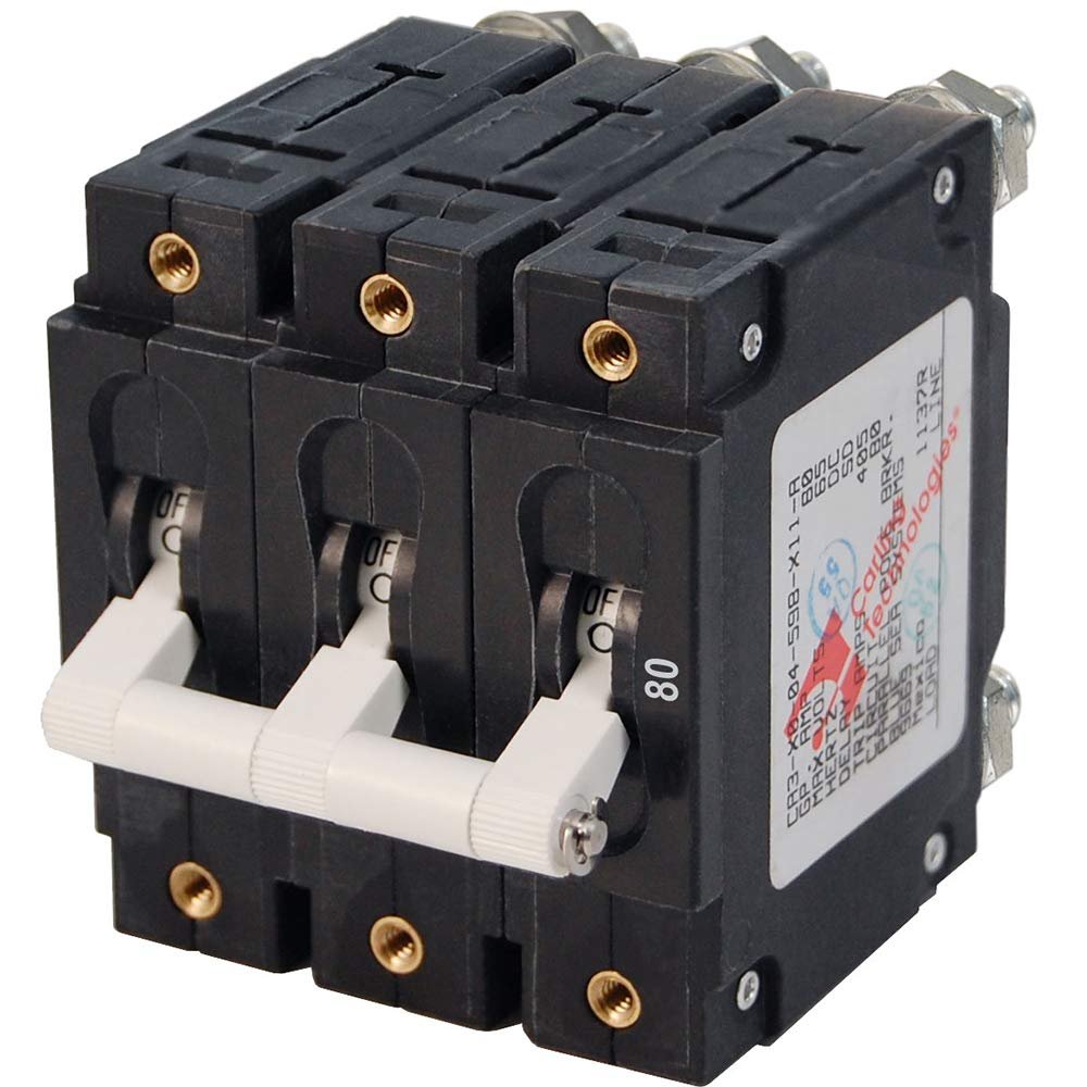 Blue Sea Systems C-Series White Toggle Triple Pole 80A Circuit Breaker