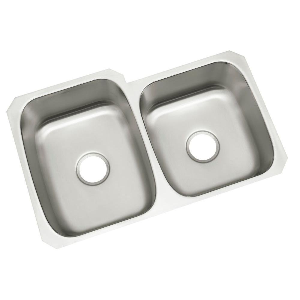 STERLING, a KOHLER Company 11409-NA McAllister 31-3/4-inch by 20-3/4-inch Under-mount Large/Medium Double Bowl Kitchen Sink, Stainless Steel, 8.00 x 18.00 x 32.00 inches