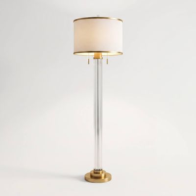Cadence 62" Tall Satin Brass and Crystal Column Floor Lamp