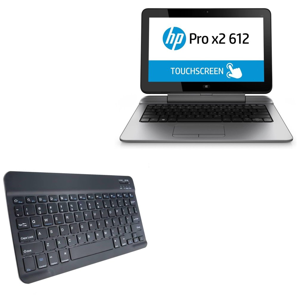 BoxWave Keyboard Compatible with HP Pro x2 612 G2 - SlimKeys Bluetooth Keyboard, Portable Thin with Chiclet-Style Keys - Jet Black