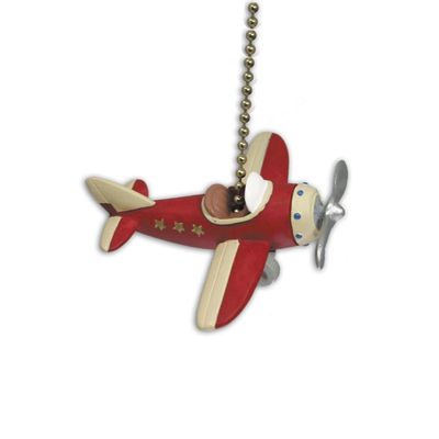 RED PLANE propeller AIRPLANE ceiling FAN PULL chain