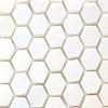 White Marble 1" Hexagon HONED Mosaic Tile Meshed on 12x12 sheet view 3