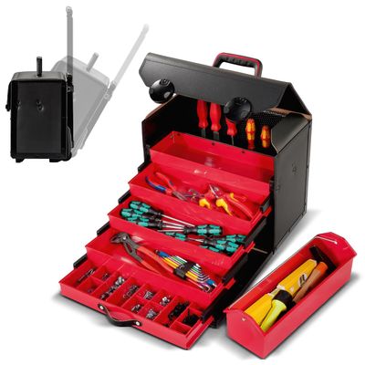 PARAT 42.000-581 Top-Line Drawer Case 5 Piece Drawer Inserts, Rolling Black