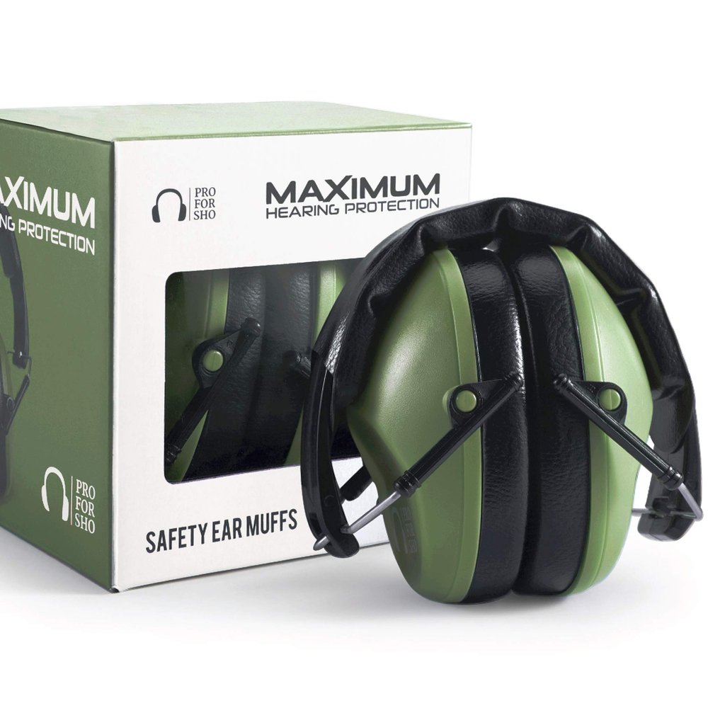 Pro For Sho 34dB NRR Ear Protection, Noise Reduction Ear Muffs - Green