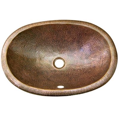 Houzer HW-ELI1ES Hammerwerks 6-Inch Deep Self Rimming Lavatory Sink with Overflow, Antique Copper