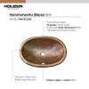 Houzer HW-ELI1ES Hammerwerks 6-Inch Deep Self Rimming Lavatory Sink with Overflow, Antique Copper view 4
