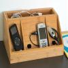 Lipper International 812 Bamboo Wood Charging Station for Cell Phones, iPads, Tablets view 2