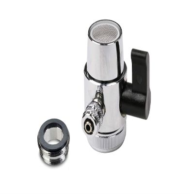 Chrome Faucet Diverter Valve (Includes adapter ring) Reverse Osmosis/Water Filters 1/4"- For Both Female & Male Faucets