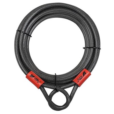 BV Heavy-Duty 30FT Security Cable with Loops - 10mm (3/8 Inch) Cut-Resistant Braided Steel Cable - Versatile & Weatherproof - Security Chain for Padlock, Chain Lock, Wire Lock