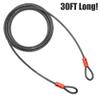 BV Heavy-Duty 30FT Security Cable with Loops - 10mm (3/8 Inch) Cut-Resistant Braided Steel Cable - Versatile & Weatherproof - Security Chain for Padlock, Chain Lock, Wire Lock view 2