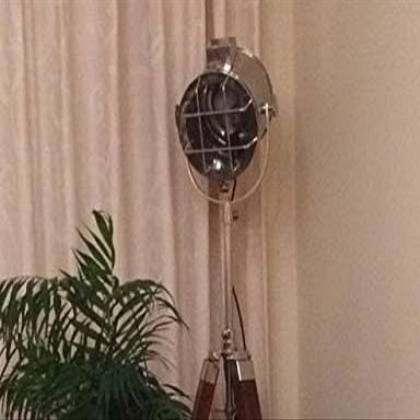 THOR INSTRUMENTS Nautical Collectible Chrome Search Spot Light with Brown Wood Tripod Floor Stand Lamp Rustic Vintage Home Decor Gifts