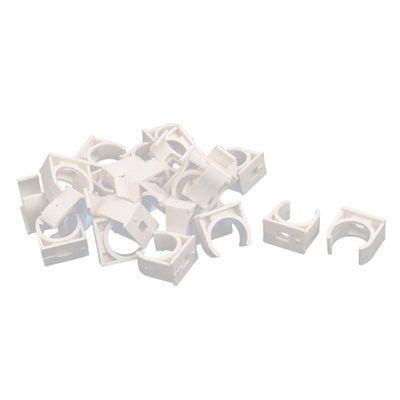 uxcell 20mm Dia PVC U Shaped Pipe Fitting Clamps Clips Water Tube Holder White 30pcs