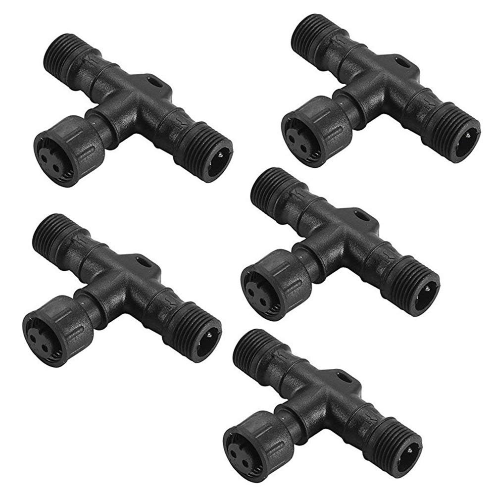 FVTLED Pack of 5, Replacement 2Pin T-Connector Waterproof for Single Color LED Deck Light Kit (5pcs)