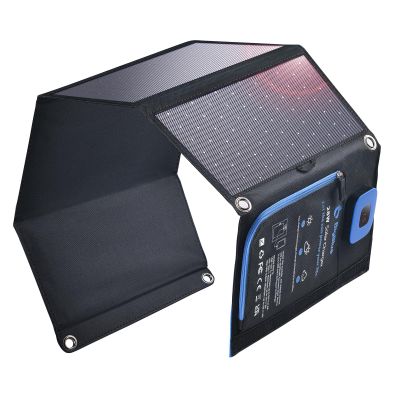 BigBlue 28W Solar Panel Charger with Digital Ammeter, USB-A/USB-C Outputs