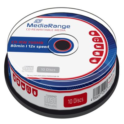 MediaRange MR235 Rewrite CD CD-RW Virgin (CD-RW, 700 MB, 12 x, Cakebox)