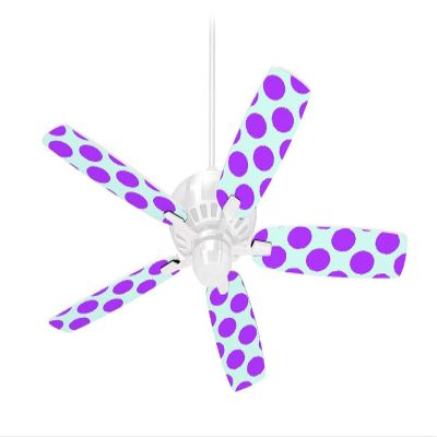 Kearas Polka Dots Purple And Blue - Ceiling Fan Skin Kit fits most 42 inch fans (FAN and BLADES SOLD SEPARATELY)