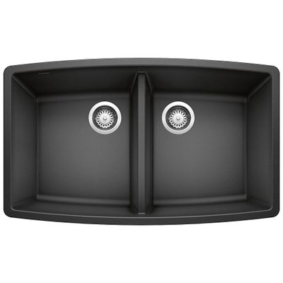 Performa SILGRANIT 33" 50/50 Double Bowl Undermount Kitchen Sink - Anthracite