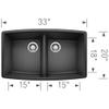 Performa SILGRANIT 33" 50/50 Double Bowl Undermount Kitchen Sink - Anthracite view 3