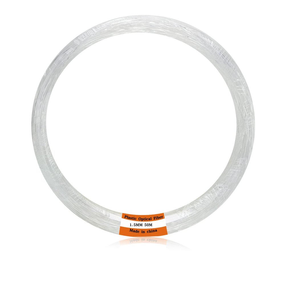 AMKI Plastic 0.06in/1.5mm Diameter 164ft(50Meter) PMMA Fiber Optic Roll End Glow Cable for All Kind Led Star Ceiling Light Kit