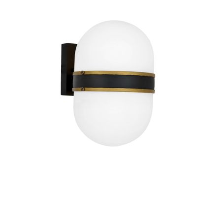 Crystorama Capsule 1 Light Matte Black + Textured Gold Outdoor Sconce