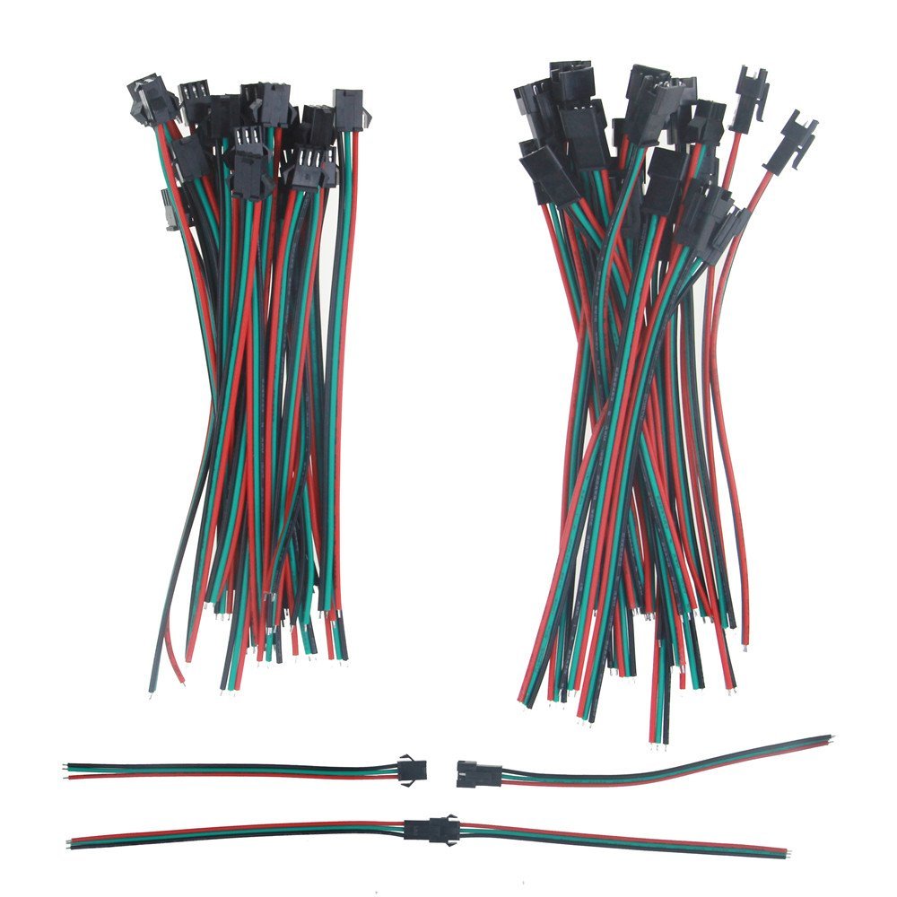 ALITOVE 20 Sets 3 Pin JST SM Male Female Plug LED Connector 15CM 20AWG