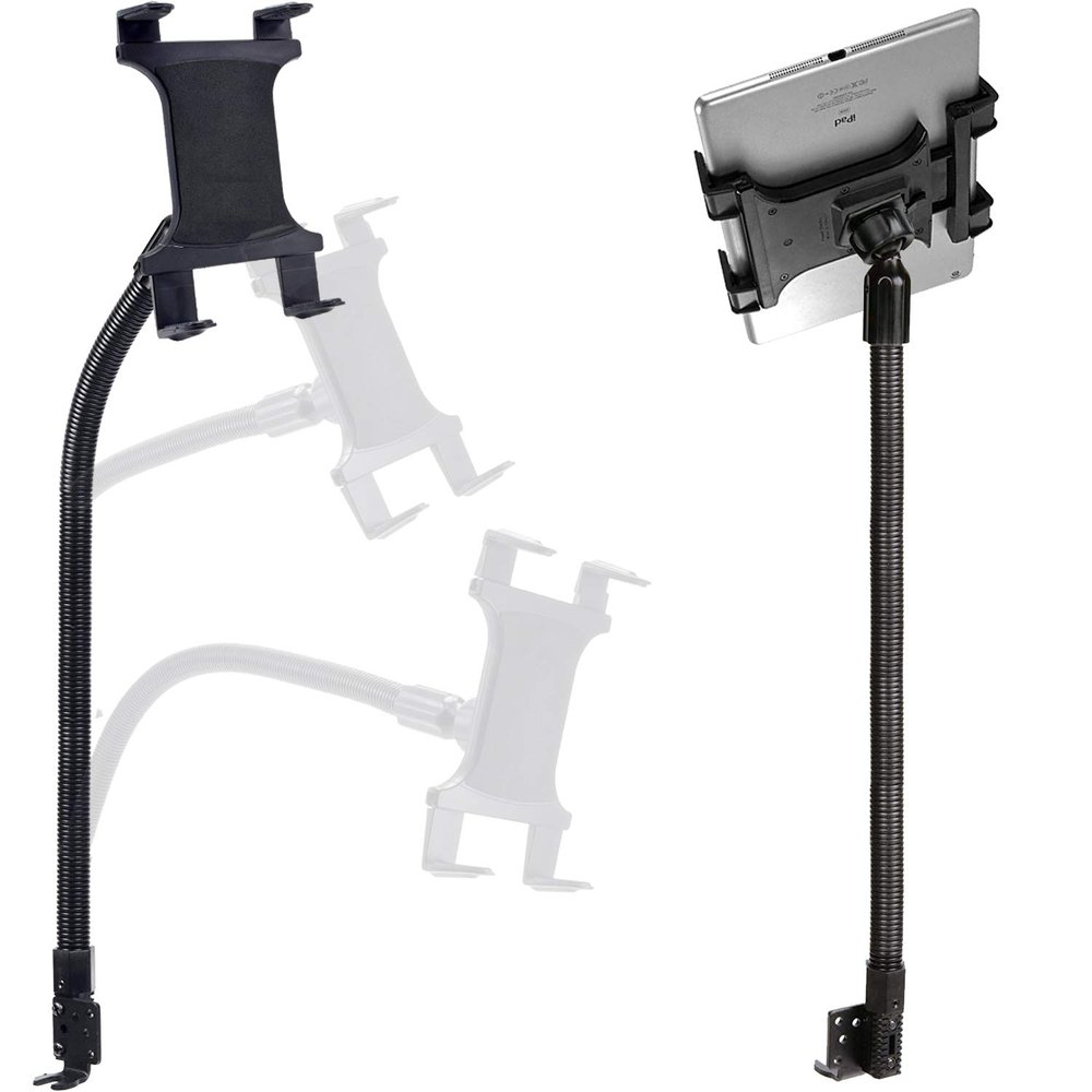 Vehicle ELD Compliant Fleet Limo Semi Truck Seat Rail Tablet Floor Seat Bolt Mount - Fully Adjustable Tablet Holder for Car Truck - Works with All Tablets from 7-12 screen size. Easy Bolt On Mount