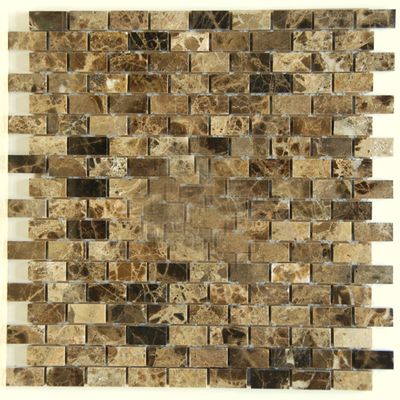 Dark Emperador 5/8 X 1 1/4 Polished Marble Baby Brick Mosaic Tile