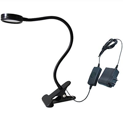 LUMINTURS(TM 3W LED Clip Clamp Lamp Fixture ON/Off Button with Plug Book Light Black Shell Warm White