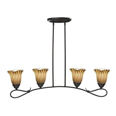 Dale Tiffany AH15014 Hand Blown Art Glass Island Fixture, 4-Light, Valley Glen